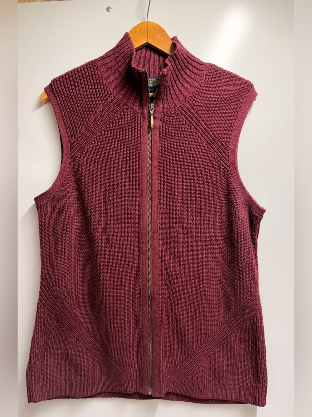 Pendleton Full Zip Knit Sweater Vest Cotton Cashmere Size Xl Mens Burgundy Red